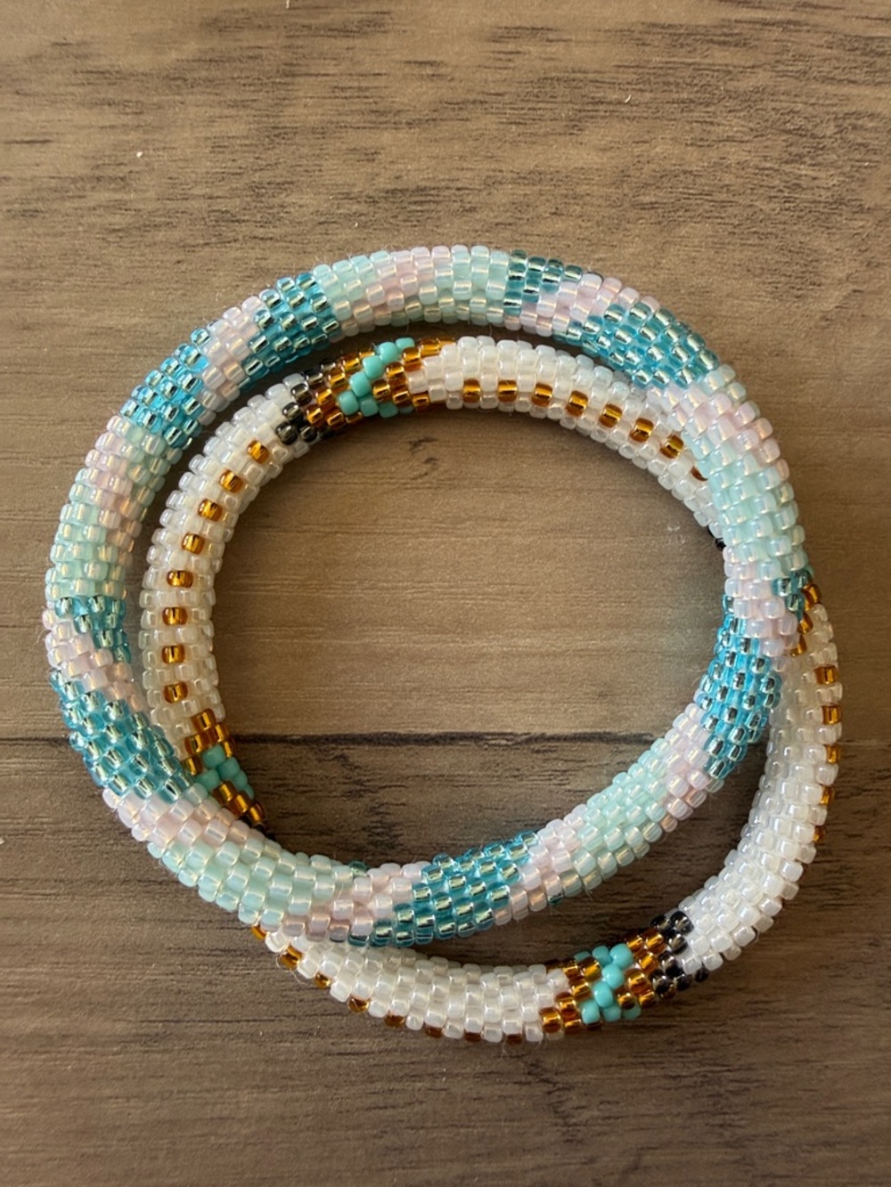 SASHKA Set of 2 Glass Bead Roll-On Bracelets
